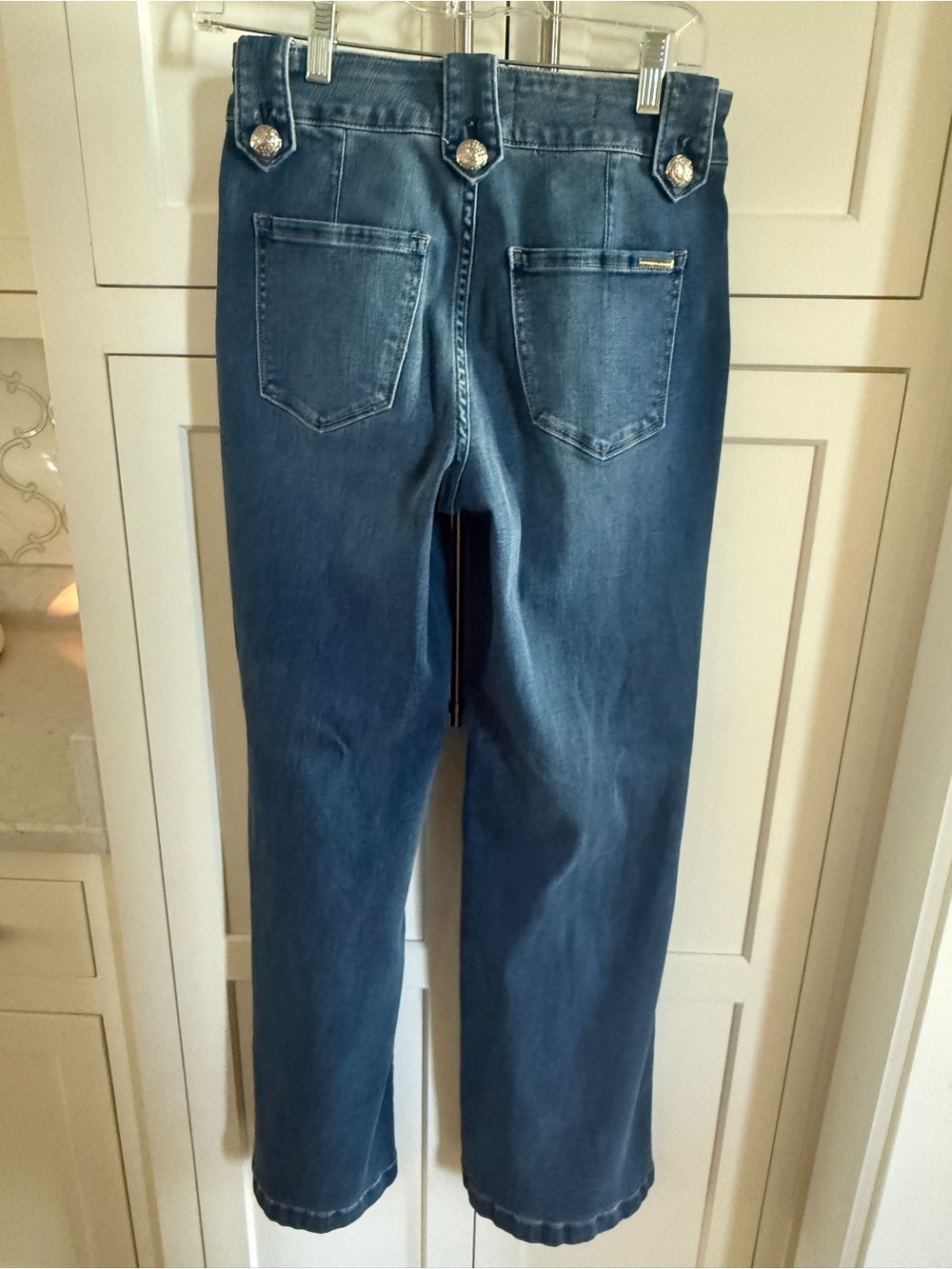White House Black Market Blue Wide-Leg Jeans with Decorative Buttons - Picture 2 of 3